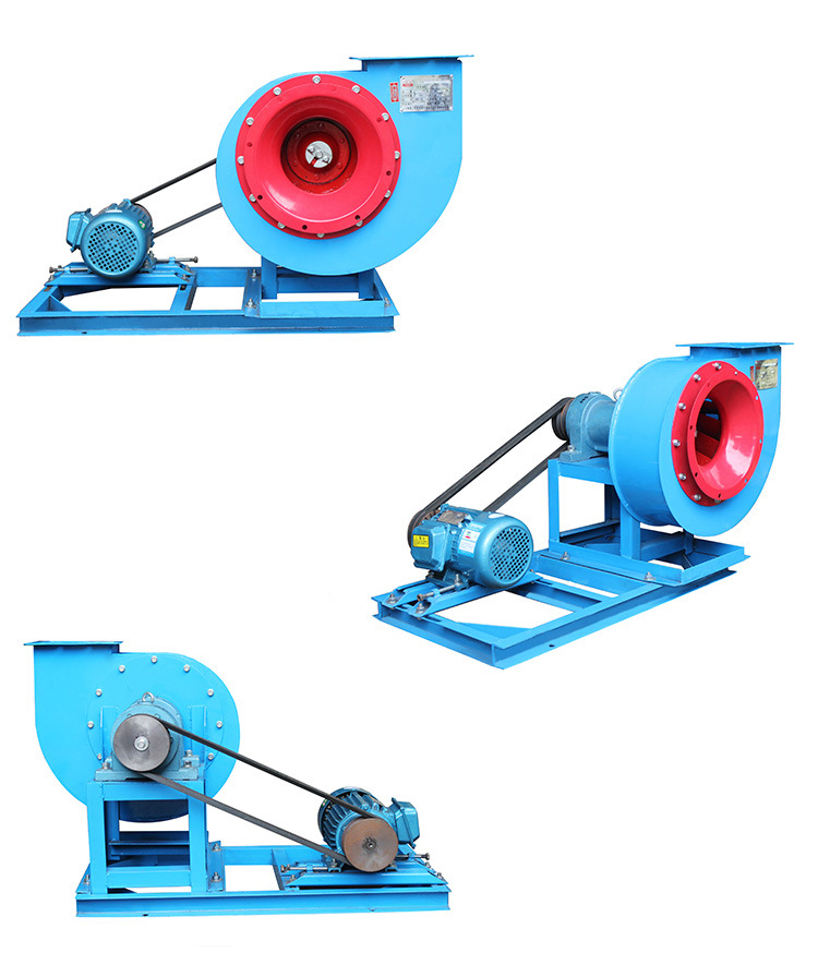 Y5-47型高效離心風機正面、側(cè)面、背面圖