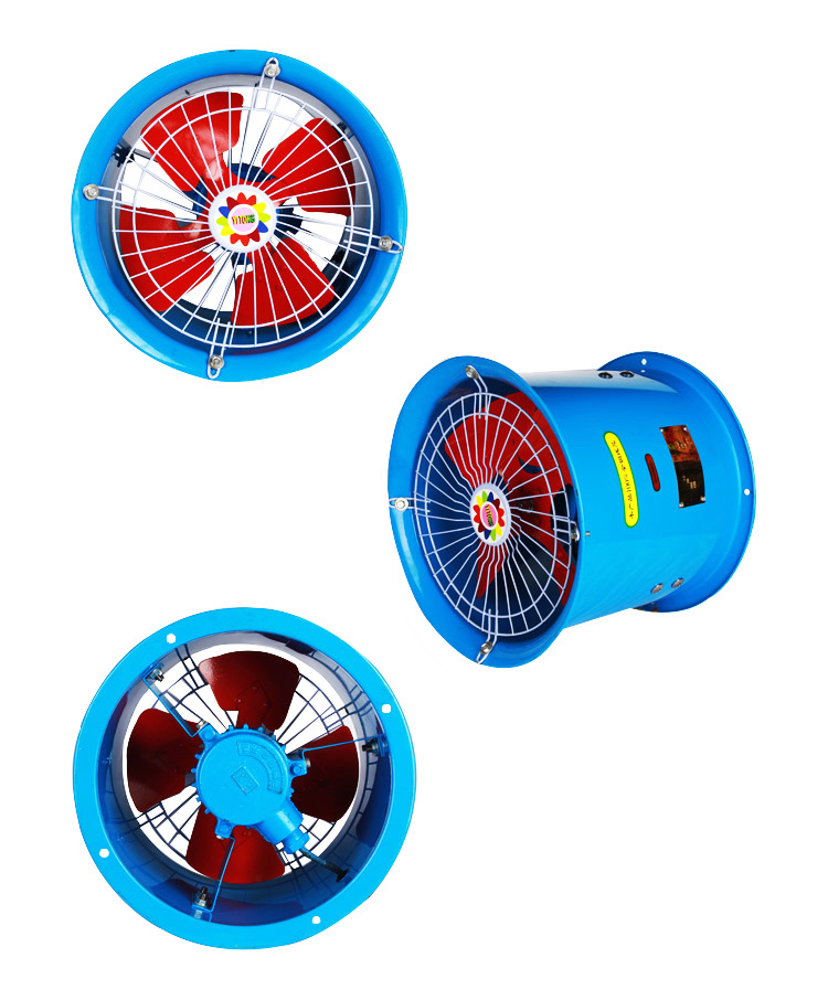 防爆管道式軸流風機正面、側面、反面圖