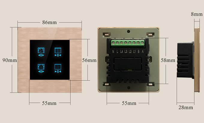 四開電動窗簾開關(guān)尺寸圖