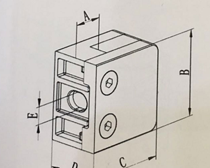 45*45平底 玻璃夾結(jié)構(gòu)圖